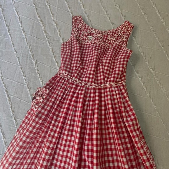 Unique Vintage Dresses & Skirts - ♥️ UNIQUE VINTAGE • gingham swing dress w adorable cut out and bow details